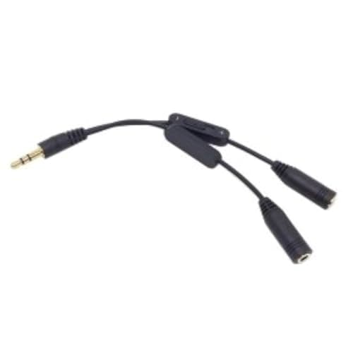 Image of Cablecc Black 3.5mm Stereo Male to Double 3.5mm Female Audio Headphone Y Splitter Cable with Volume Switch