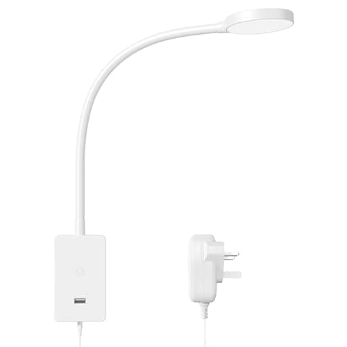 Image of ENUOTEK Touch Dimmable LED Wall Reading Lamp for Bedroom, Wall Mounted Flexible Bedside Light with 5V2A USB Output Port, 4 Brightness Levels, 120° Wide Angle Neutral White Lighting 4000K