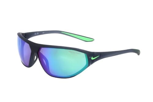 Image of Nike AERO SWIFT M DQ0993 021 Matte Dark Grey/Grey/Green Sunglasses Unisex Iniettato, Modified Rectangle, 65