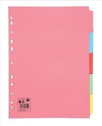 Image of 5 Star Subject Dividers Multipunched Manilla Board 5-Part A4 Assorted [Pack 50]
