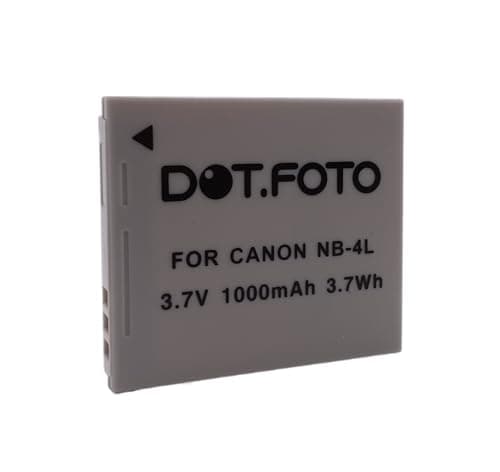 Image of Dot.Foto NB-4L Premium 3.7v / 1000mAh Rechargeable Battery for Canon IXUS 30, 40, 50, 55, 60, 65, 70, 75, 80 IS, 82 IS, 100 IS, 110 IS, 115 HS, 120 IS, 130, 220 HS, 230 HS, 255 HS, I Zoom, i7