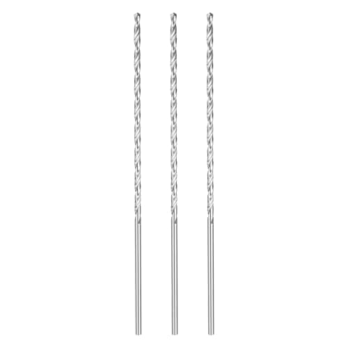 Image of sourcing map 3pcs Twist Drill Bit 3mm Dia 160mm (6.3") Extra Long High-Speed Steel Spiral Jobber Drill Bits Fully Ground Drilling Tools for Wood Plastic Aluminum Thin Metal Sheet