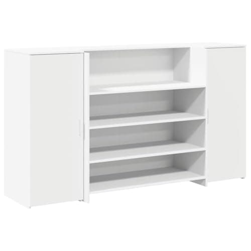 Image of RCODSSK White Reception Desk 180x50x103.5 cm Engineered Wood with Storage Cabinet for Office, Hotel Lobby, Clinic, and Salon