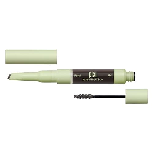 Image of Pixi Natural Brow Duo in Soft Black, Dual-Ended Waterproof Brow Pencil and Tinted Setting Gel for Precise Shaping and All-Day Hold, Paraben-Free, 0.2 oz