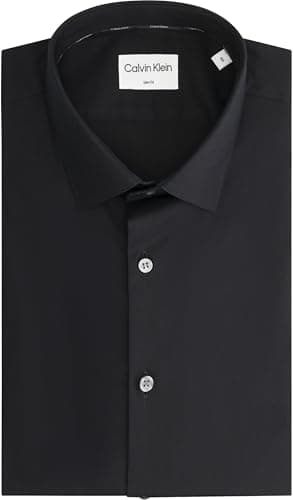 Image of Calvin Klein Men's Slim ESNTL POPLIN NOS STR SLD Dress Shirts, Black (Black), XL