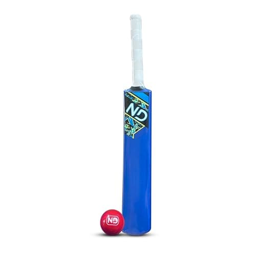 Image of ND Sports Kids Cricket Set – Complete Plastic Cricket Kit for Children – Lightweight & Durable – Includes Bat and Ball, – Outdoor & Indoor Play for Young Cricket Enthusiasts (Blue, Size 3)