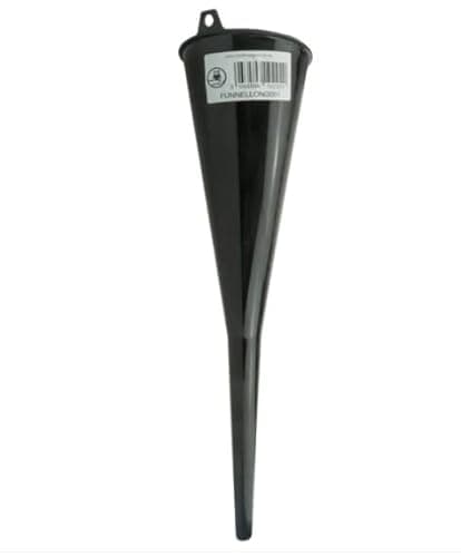 Image of Long Funnel Black - Fuel Funnel with Fine Mesh Filter for Easy Refilling - Thick Plastic Fuel Funnel for Petrol, Diesel, Oil, Ad-blue, Water, Screen Wash