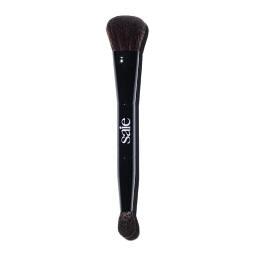 Image of Saie The Double Brush - Multi-Use Dual Ended Makeup Brush - Highlight, Contour, Conceal - Large Face Brush, Precise Application - Vegan, Cruelty-Free (1 Count)