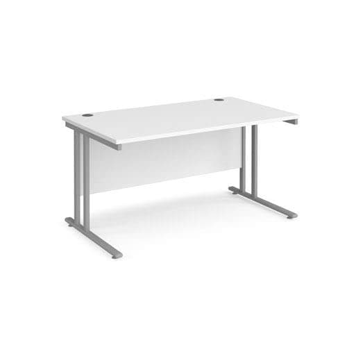 Image of Office Monster Cooper straight desk 1400mm x 800mm - silver cantilever leg frame, white top