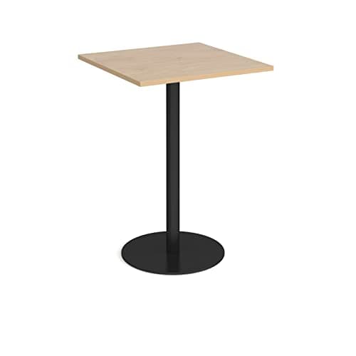 Image of Mr Office Monza square poseur table with flat round black base, Kendal Oak