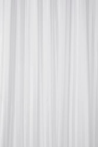 Image of Croydex White Woven Stripe Water-Resistant Textile Shower Curtain,1800 x 1800mm
