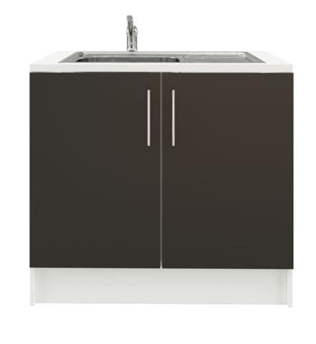 Image of JD Greta 1000mm Utility Room Sink Unit with Tap, Kitchen Base Cabinet - Dark Grey Matt
