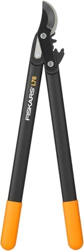 Image of Fiskars PowerGear Lopper Bypass, Scissor Head (M) L76, Patented Mechanism PowerGear II, Cutting Diameter : 2.8 cm, Hardened steel blades with non-stick coating, Length: 56 cm, Black/Orange, 1001553