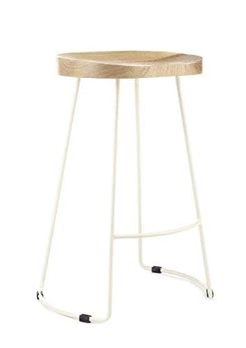 Image of Elm Home And Garden designer kitchen pub bar stool 70cm High White Black Copper (White Frame)