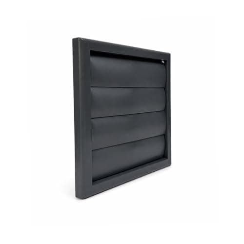 Image of Fantronix Slate Grey Gravity Flap Wall Vent Grille – 150 mm (6”) Rear Spigot, 185 x 185 mm External Size Push-Fit Vent Cover for Bathroom & Kitchen Ducting