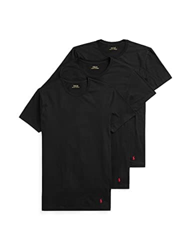 Image of POLO RALPH LAUREN Men's Classic Fit Cotton Crew Tee Big & Tall Undershirt, Polo Black/Red-3 Pack, 4XL Plus (Pack of 3)