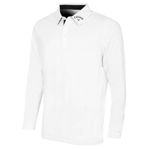 Image of Callaway Golf Mens Long Sleeve Polo Shirt - Bright White - L