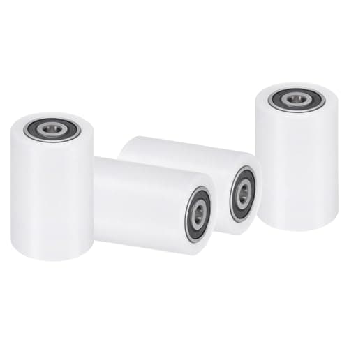 Image of sourcing map 4Pcs Nylon Roller Wheel with Bearings, 10 x 50 x 70mm (ID. x OD. x L) CNC Guiding Wheel Flat Belt Idler, Nylon Pulley (White)