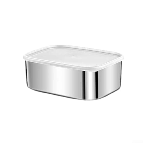 Image of Homefurnishmall Stainless Steel Lunch Box | Leakproof Metal Snack Box with Silicone Lid | Salad & Sandwich Tin for Adults and Children(1000ML)