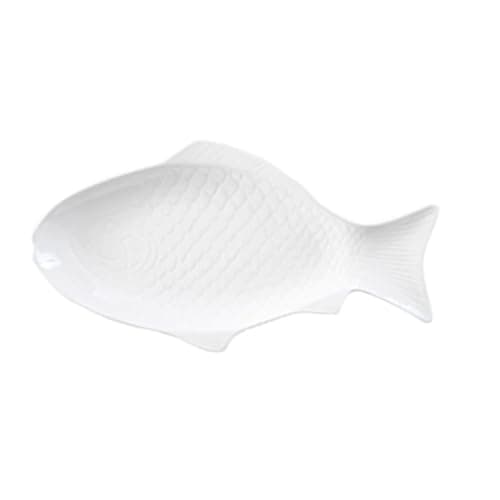 Image of HEMOTON Creative Ceramic Fish Plate 15.35 Inch Fish Shaped Serving Platter Snack Storage Dish for Home Restaurant Dinner Party