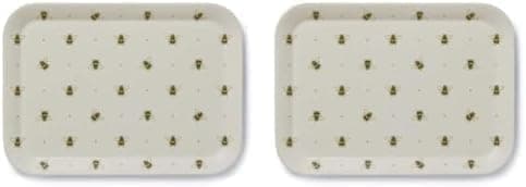 Image of Cooksmart British Designed Large Serving Tray | Dinner Tray For Multiple Uses Around The Home | Trays For Food Serving Or Drinks Serving - Bumble Bees (Pack of 2)