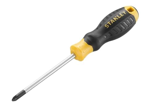 Image of Stanley Cushion Grip™ Screwdriver Pozidriv Tip PZ2 x 100mm, Made from high-Strength, Chrome Vanadium Steel and Strong Magnetic Black Oxide tip