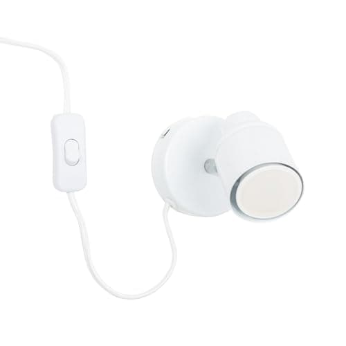 Image of MiniSun | White Single Spotlight Adjustable GU10 Plug-in Wall Light | Wall Spotlights, Home Décor & Improvement Essential | Includes 5W LED Bulb [3000K Warm White] | Mains Wired
