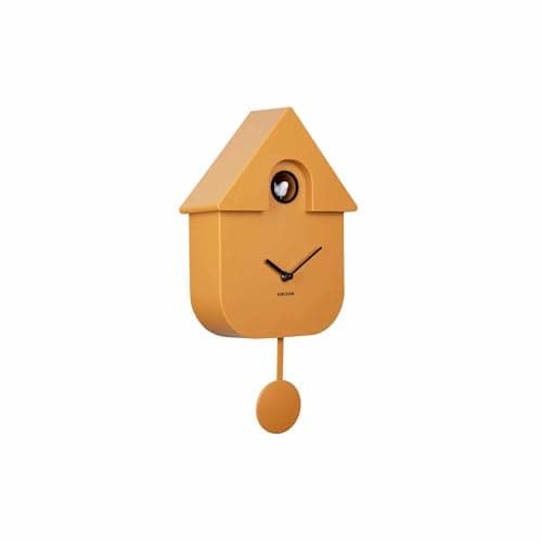 Image of Karlsson Modern Cuckoo Wall Clock with Pendulum in Ochre Yellow
