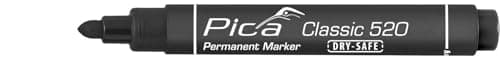 Image of PICA 520/46 Permanent Marker Pen 1-4mm Round Bullet Tip Black Fast Drying