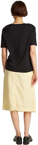 Image of Tommy Hilfiger Women’s Short Sleeve Stripe Gold T-Shirt with Buttons, Black (Black), L