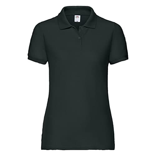 Image of FRUIT OF THE LOOM LADY FIT PIQUE POLO SHIRT - (S-XXL) 9 COLOURS (XL - 38" - SIZE 16, BLACK)
