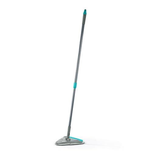 Image of Beldray Anti-Bac Triangular Flip Mop – 90° Flip Head for Skirting Boards & Walls, Telescopic Handle 138 cm, Flexible Squeegee For Floors & Windows, 2 Washable Microfibre Pads, Antibacterial Treated