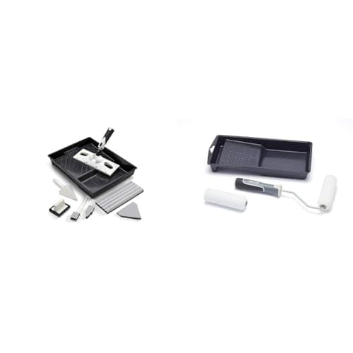 Image of Harris Seriously Good Walls & Ceilings Paint Pad Set | Handle, Large Corner Edging Window & 103022202 Ultimate Woodwork Mini Gloss Roller Set with Tray and Frame, 4"