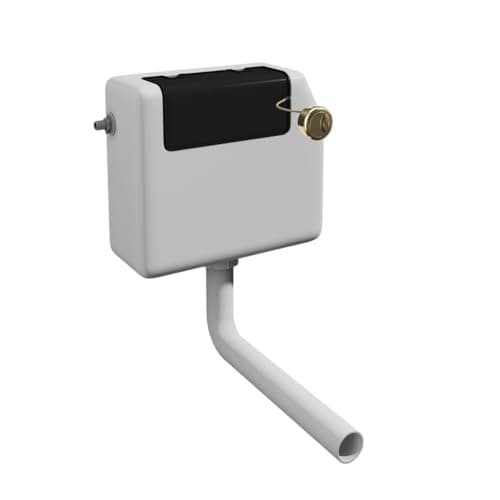 Image of Affine® Concealed Dual Flush Toilet Cistern Only with Brushed Brass Push Button Water Saving 6/4L for Floorstanding Pans Side Inlet