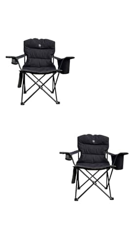Image of OLPRO Outdoor Leisure Products Henwick Heavy Duty Padded Folding Camping Chair for Adults, Ideal for Camping, Garden, and Picnic. cooler bag, wine glass holder and cup holder. Set of 2
