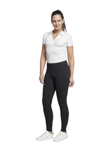 Image of PINNS Carnation Ladies/Womens Plain Cotton Stretch Leggings (UK, Numeric, 18, Regular, Regular, Black)