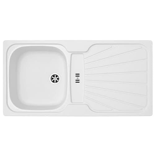 Image of Liquida CMP5WH 1.0 Bowl Reversible Inset White Kitchen Sink with Waste Kit