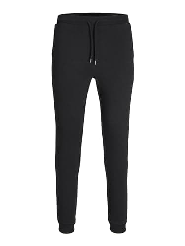 Image of JACK & JONES Men's Trousers Cotton Casual Jogger Sweat Pants Slim Fit Comfort Bottomwear for Men UK - Black - Extra Large