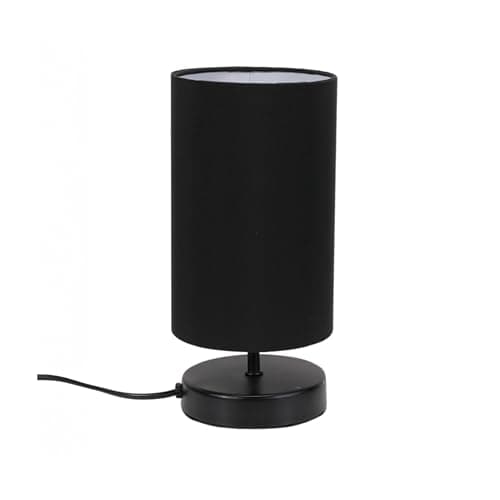 Image of ValueLights | Matt Black Cylinder Touch Dimmer Table Lamp with Black Fabric Shade | Home Décor, Bedside & Desk Lamp | Includes Bulb