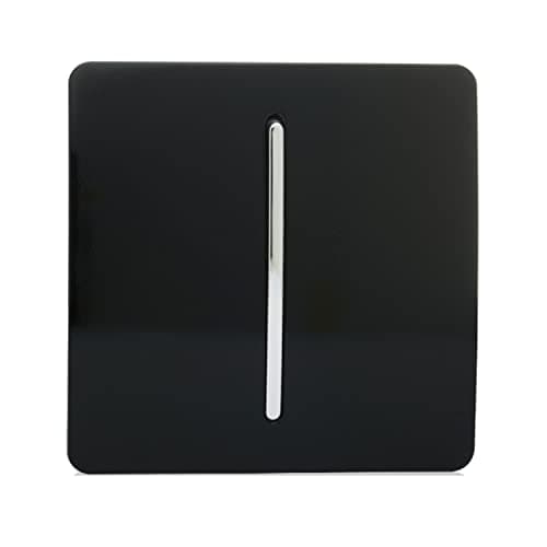 Image of Trendi Switch 1 Gang 2 Way Artistic Modern Glossy 10 Amp Rocker Tactile Light Switch Black ART-SS2BK