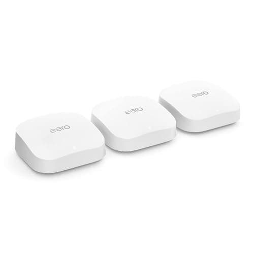 Image of Amazon eero Pro 6E mesh Wi-Fi router | 2.5 Gbps Ethernet | Coverage up to 560 m2 | Connect 100+ devices | Ideal for streaming, working, and gaming | 3-Pack | 2022 release