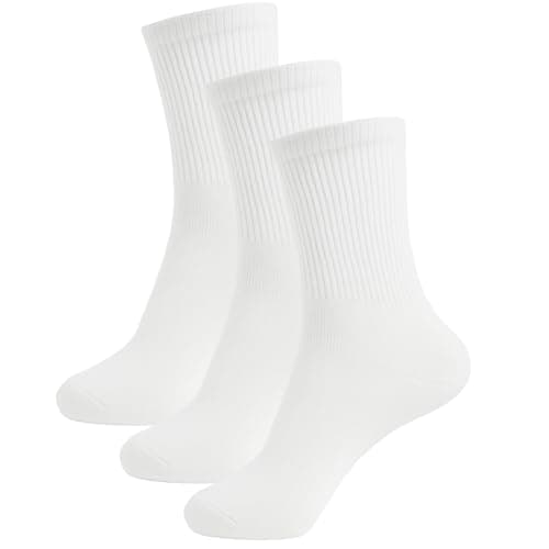 Image of A2Z 4 Kids Boys PE School Sports Socks Breathable Athletic Cotton Crew Trainer - Socks AZ974 White 3 Pack 3-6