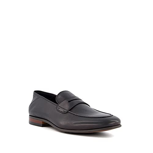 Image of Dune Mens SYNC Crush Back Heel Penny Loafer Size UK 12 Sync Black Flat Heel Loafers