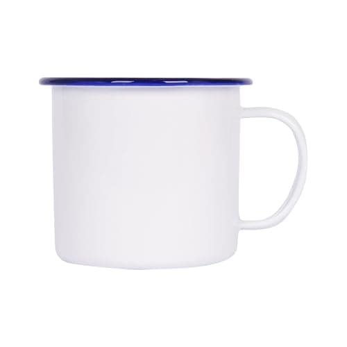 Image of Argon Tableware 568ml White Enamel Mug with Blue Rim - Large 1 Pint Camping Cup, Metal Coffee Mug, Vintage Tin Cup for Outdoor Hiking, Campervan, Picnic, Tea Cocoa Hot Drinks