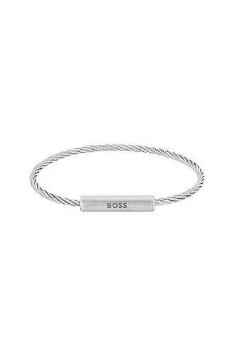 Image of BOSS Jewelry Men's ALEK Collection Wire Bracelet in Stainless Steel - 1580387