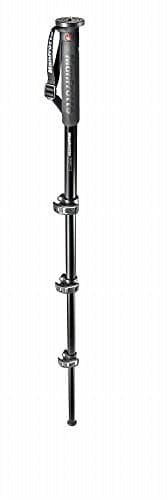 Image of Manfrotto MPMXPROA4, Xpro Photo 4 Section Aluminium Monopod, Fluidtech Base, Quick Power Lock System, Compatible with DSLR, CSC, Mirrorless, Black