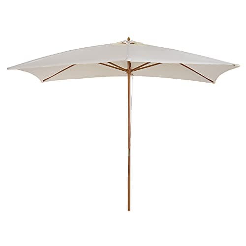 Image of Outsunny 2 x 3m Wooden Parasol Garden Umbrellas Sun Shade Patio Outdoor Umbrella Canopy Cream