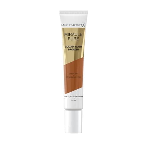 Image of Max Factor Miracle Pure Golden Glow Liquid Bronzer 001 Light to Medium, Sun-Kissed Skin All Year Round, Infused with Hylauronic Acid & Squalene, Creamy Formula, Vegan