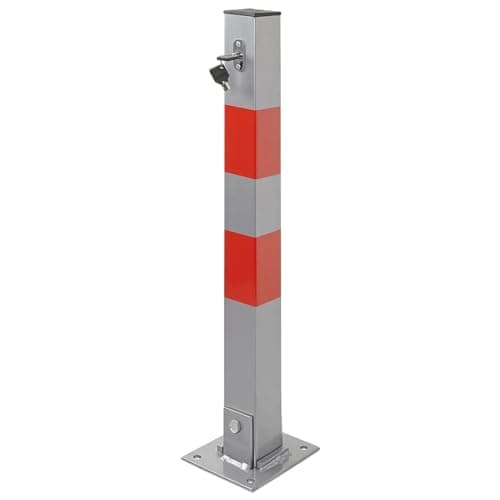 Image of Taylor & Brown Car Parking Space Lock Bollard, Grey and Red Lockable Fold Down Car Parking Barrier Post, Private Car Park Driveway Guard Saver Blocker, Upper Lock, 65cm Height
