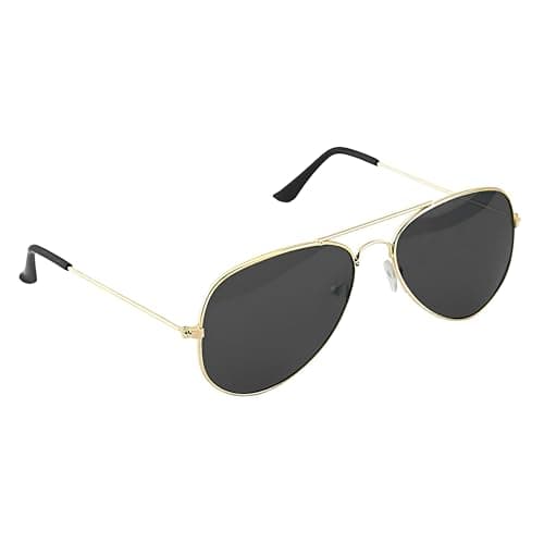 Image of Komonee Pilot Style Designer Sunglasses - Gold Frame Black Lens Classic Retro Shades, Unisex Men & Women UV400 Protection Glasses, Great for Cycling Golf Fishing Sports & Holidays